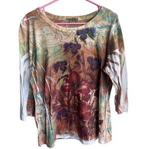 Y2k bedazzled fairy tattoo shirt with floral design